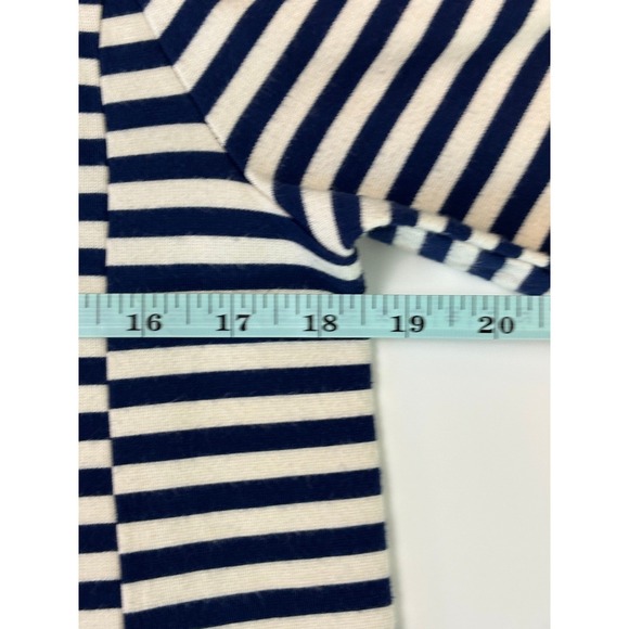 Madewell Navy Blue Ivory Striped 3/4 Sleeve Knit Shift Dress Size M - Picture 7 of 9